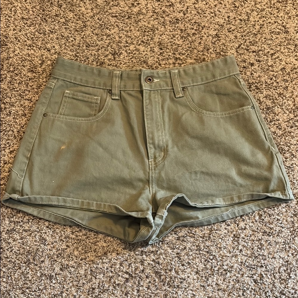 Cotton On High Waist Green Shorts Casual Comfort